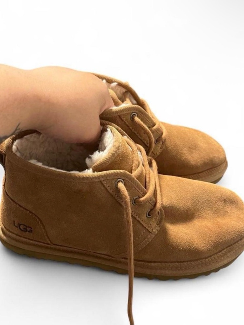 UGG Chestnut Suede Shearling Lace-Up Boots